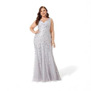 Stunning Gray Maxi Dress with Sequin Details